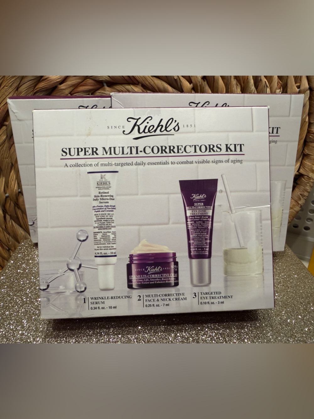 *NEW* 3 pc Kiehl's Super Multi-Correctors Kit - White & Purple Accents